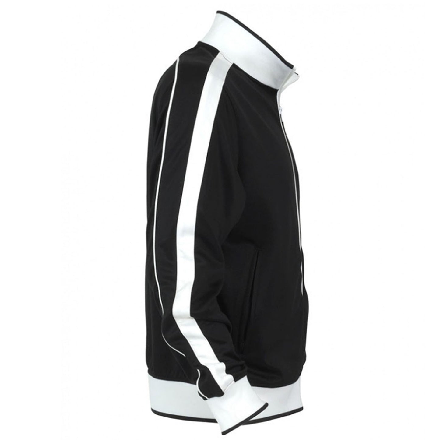 Identitee Mens Varsity Track Top Jacket Tracksuit Warm Winter Jumper Long Sleeve - Black/White - L