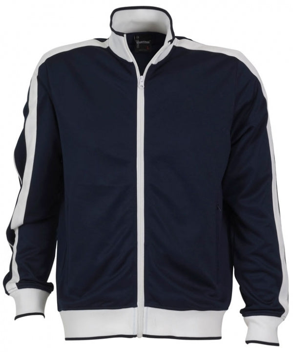 Identitee Mens Varsity Track Top Jacket Tracksuit Warm Winter Jumper Long Sleeve - Navy/White - XL