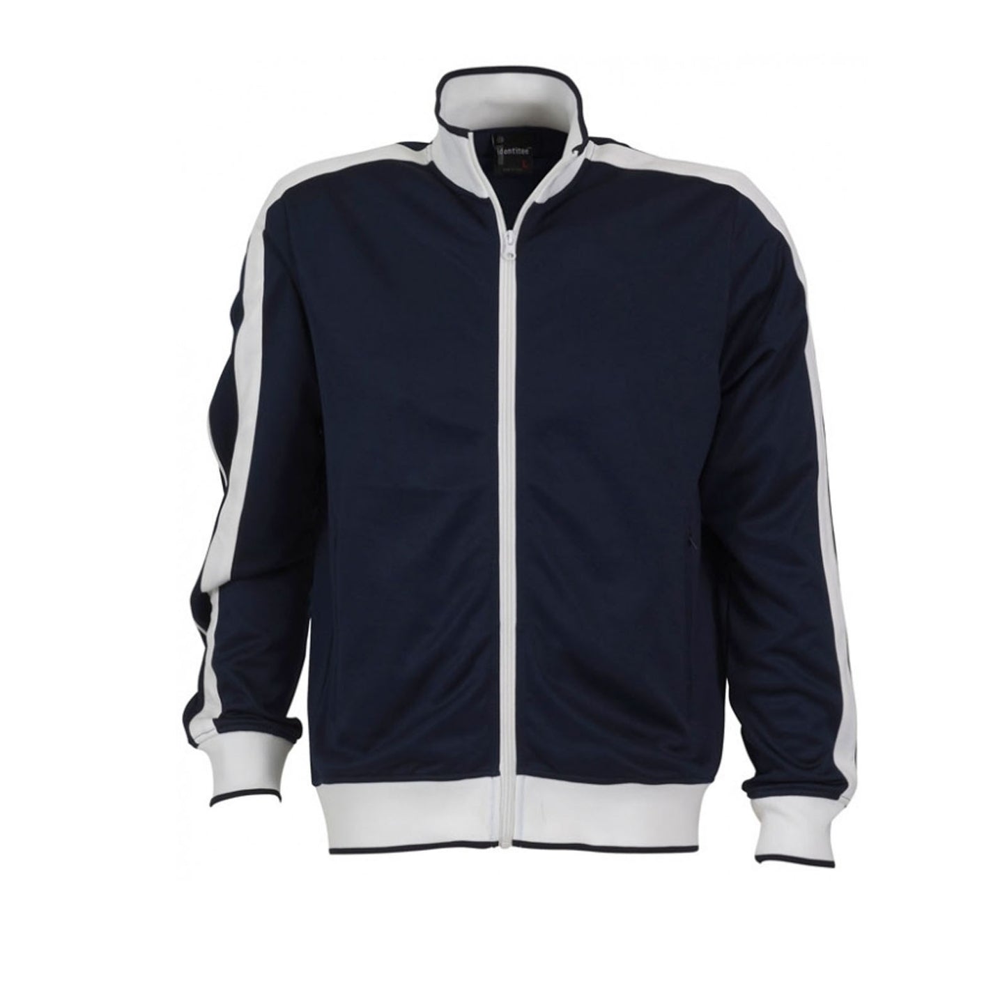 Identitee Mens Varsity Track Top Jacket Tracksuit Warm Winter Jumper Long Sleeve - Navy/White - XL