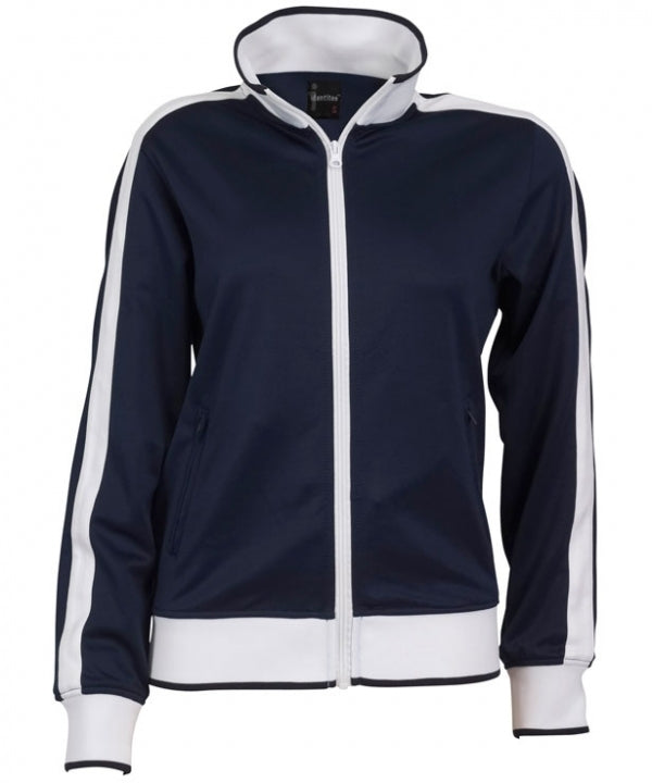 Identitee Ladies Track Top Jacket Tracksuit Warm Winter Full Zip Varsity Jumper - Navy/White - L (14-16)