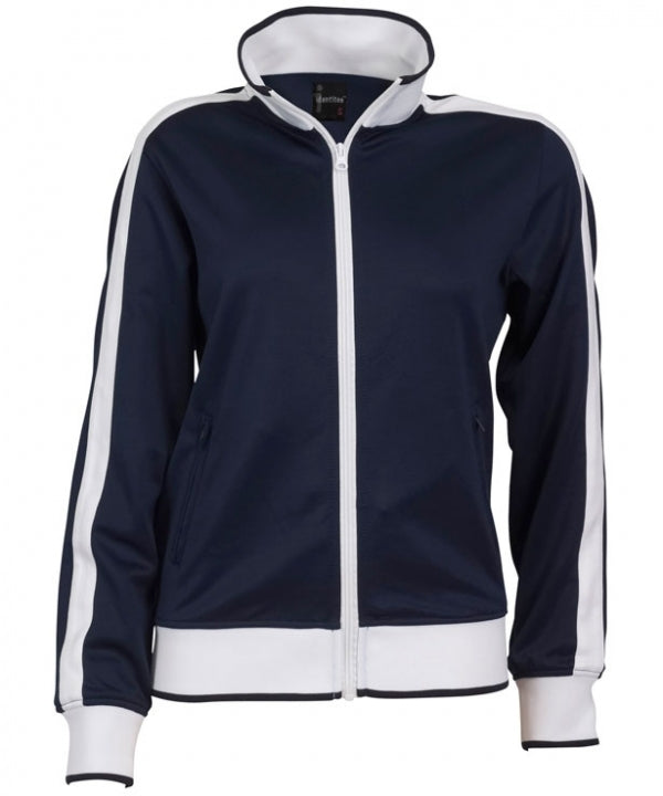 Identitee Ladies Track Top Jacket Tracksuit Warm Winter Full Zip Varsity Jumper - Navy/White - M (10-12)