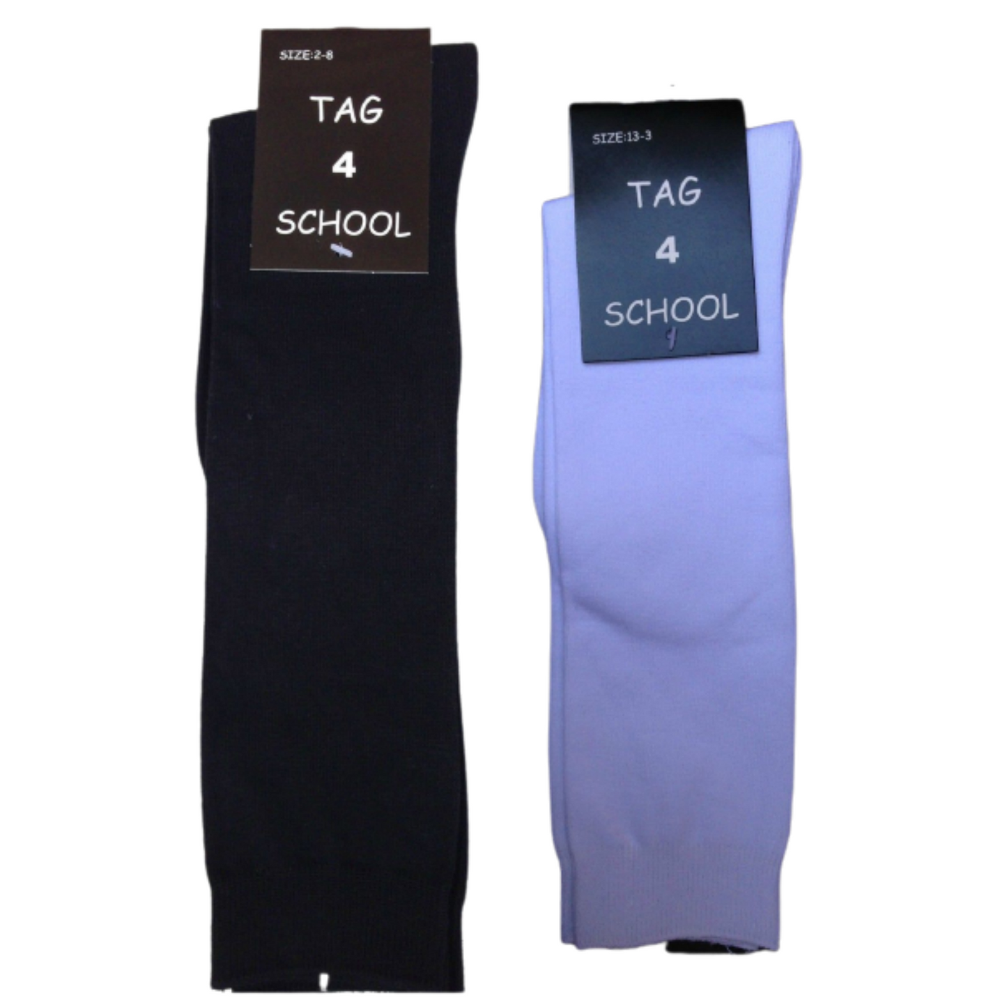 2x Pairs SCHOOL SOCKS Plain Ribbed Knee High Cotton Rich Girls Boys Unisex Kids