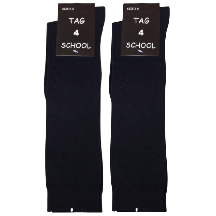 2x Pairs SCHOOL SOCKS Plain Ribbed Knee High Cotton Rich Girls Boys Unisex Kids -  - 2-8 (10-12 Years Old)