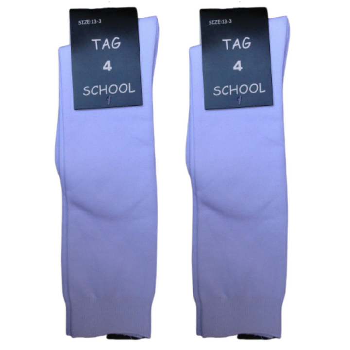 2x Pairs SCHOOL SOCKS Plain Ribbed Knee High Cotton Rich Girls Boys Unisex Kids -  - 13-3 (8-10 Years Old)