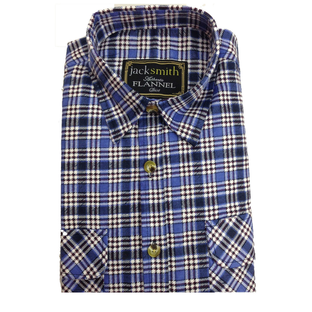 Mens FLANNELETTE SHIRT Check 100% COTTON Flannel Vintage Long Sleeve - 48 (Full Placket) - L