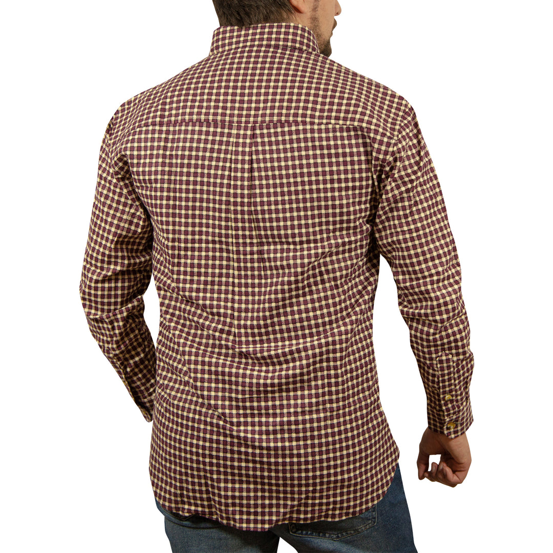 Mens FLANNELETTE SHIRT Check 100% COTTON Flannel Vintage Long Sleeve - 97 (Full Placket) - L