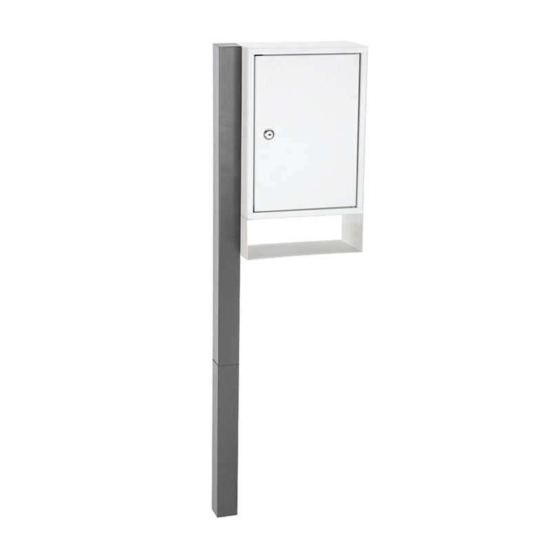 Sandleford Free Standing Letter Box Post Mount w/ Post & Key Lockable - White/Grey