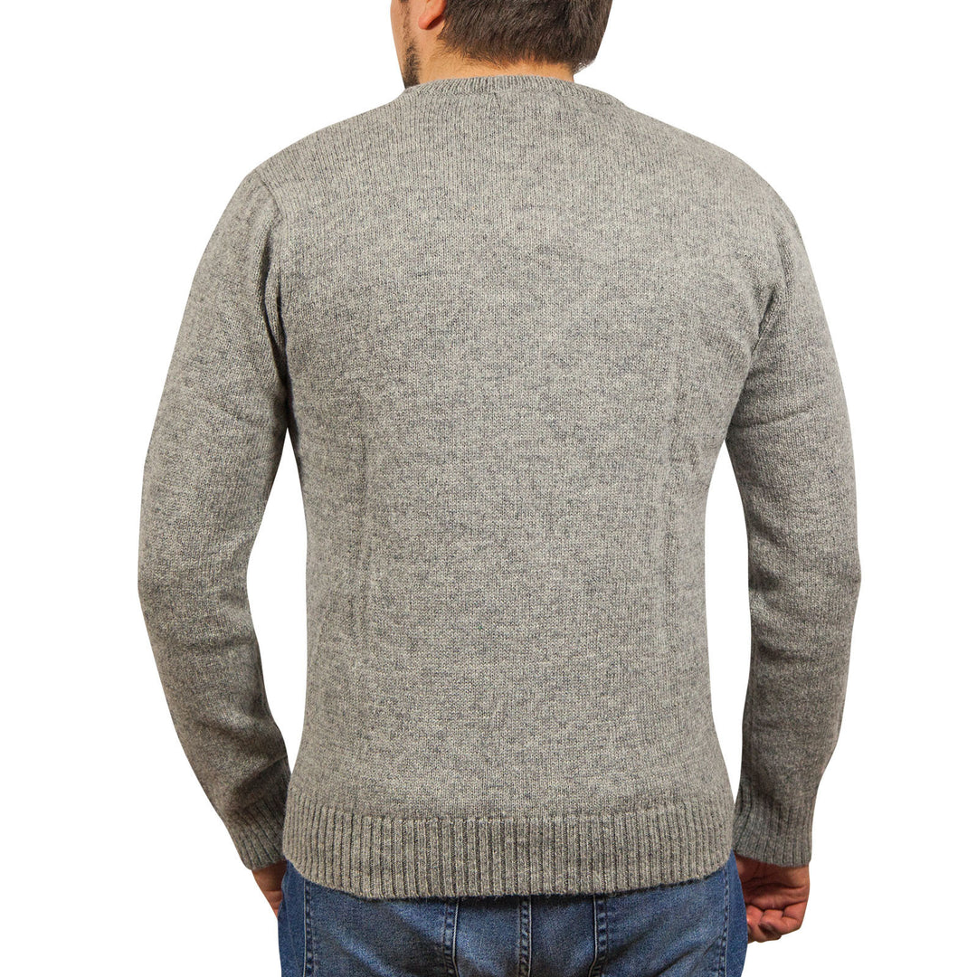 100% Shetland Wool V Neck Knit Jumper Pullover Mens Sweater Knitted - Grey (21) - XXL