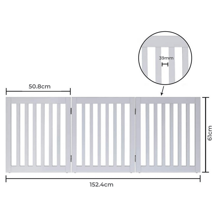 Three Panel Freestanding Dog Gate, White