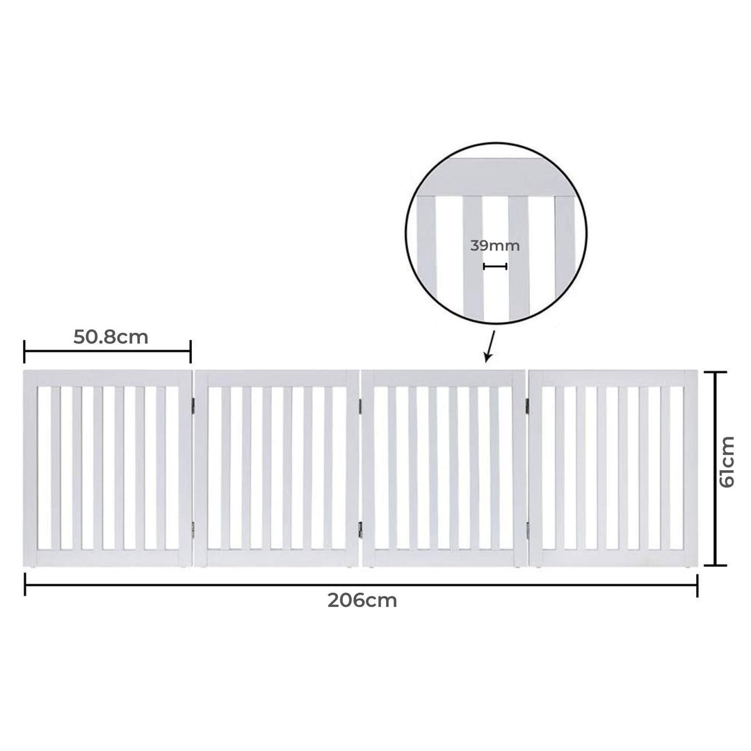 Four Panel Freestanding Dog Gate, White