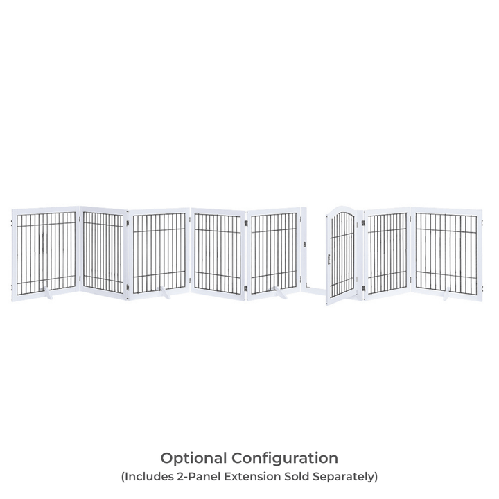 Wooden Dog Pen and Six Panel Pet Gate, White