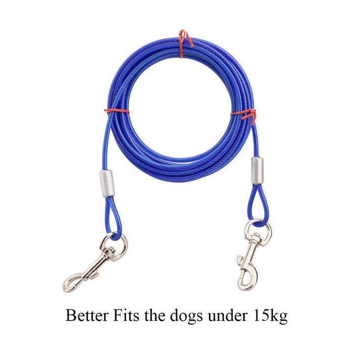 3M/ Dog Tie Out Cable Leash Lead Tangle Free Outdoor Yard Walking Runing-Blue