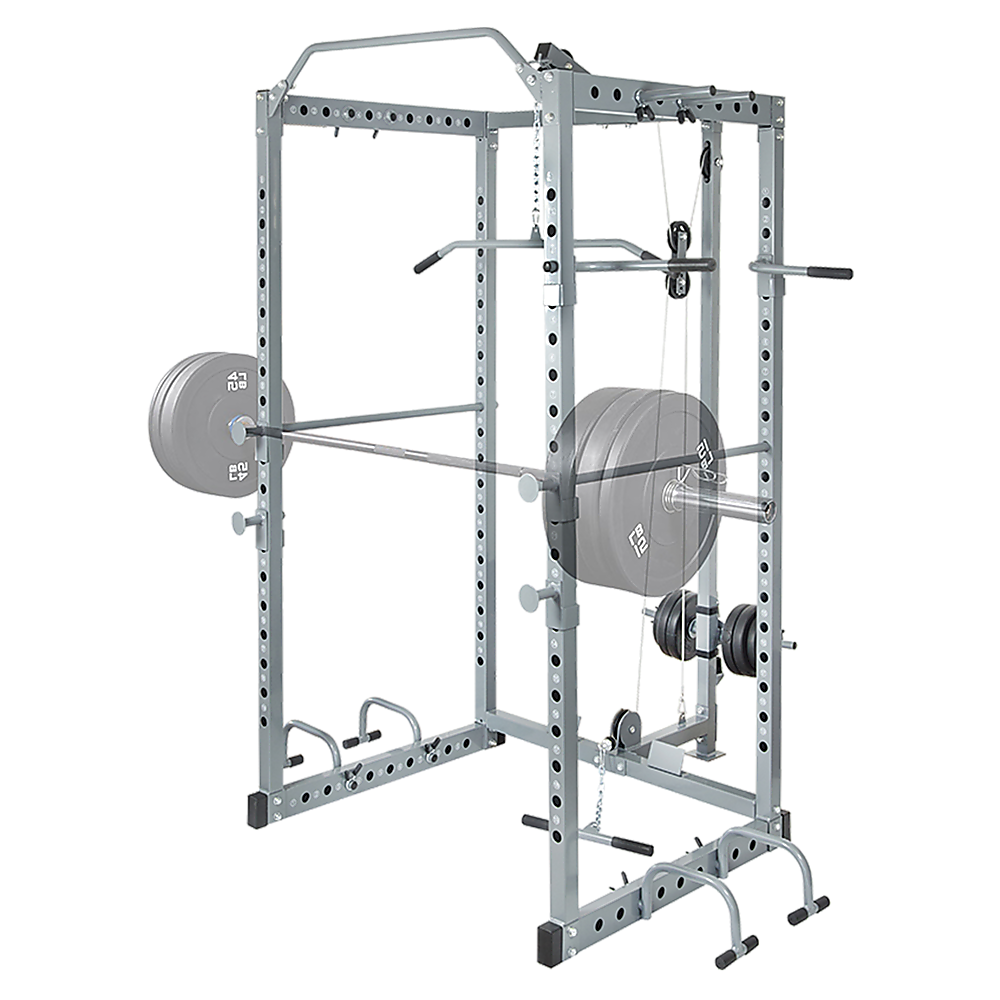 Power Rack Squat Cage Stands w Lat Pulldown Home Gym