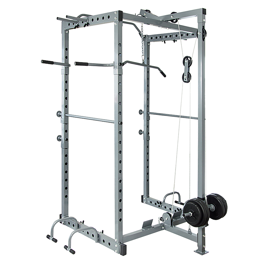 Power Rack Squat Cage Stands w Lat Pulldown Home Gym