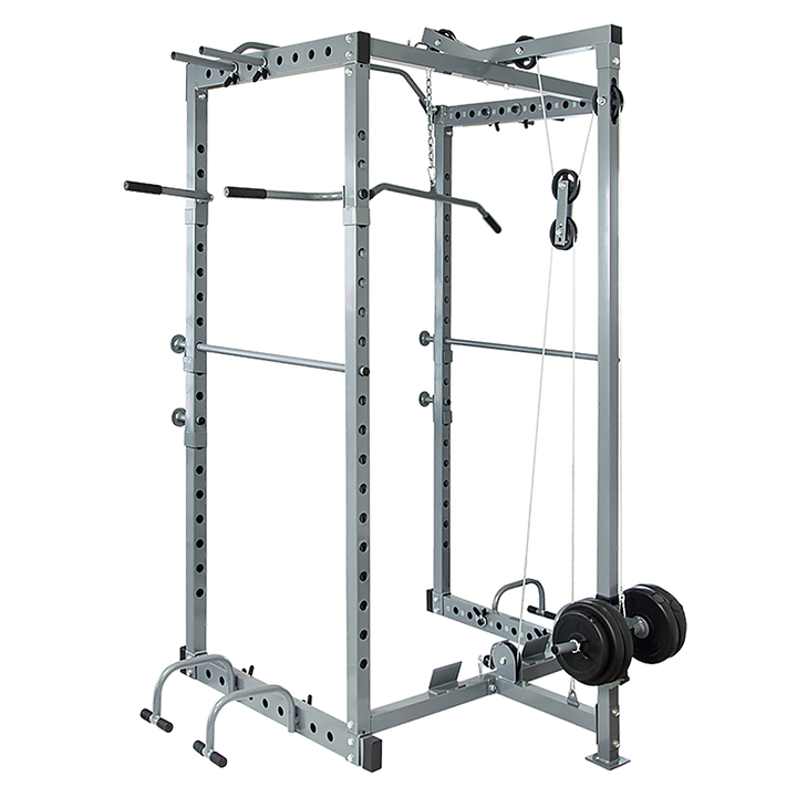 Power Rack Squat Cage Stands w Lat Pulldown Home Gym