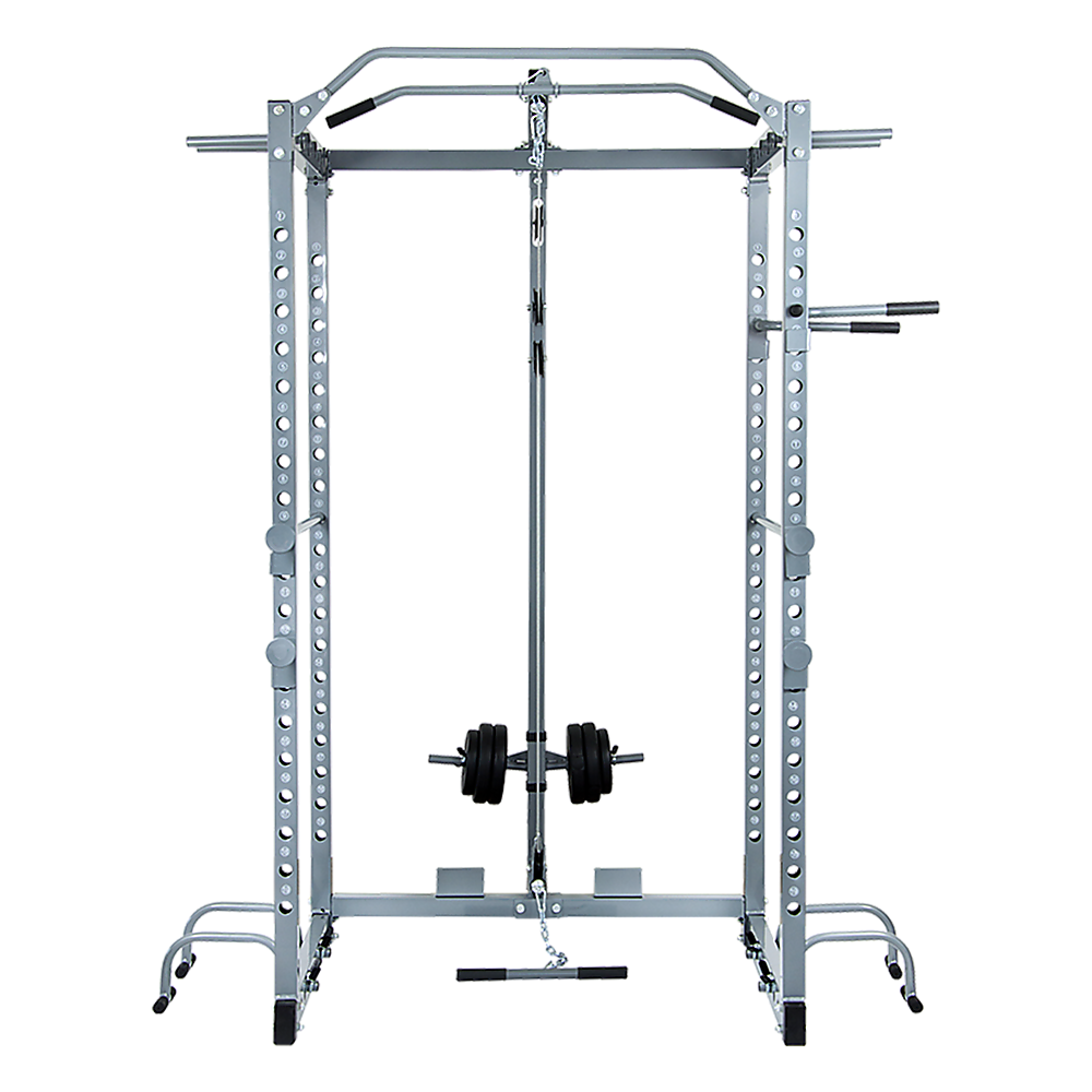 Power Rack Squat Cage Stands w Lat Pulldown Home Gym