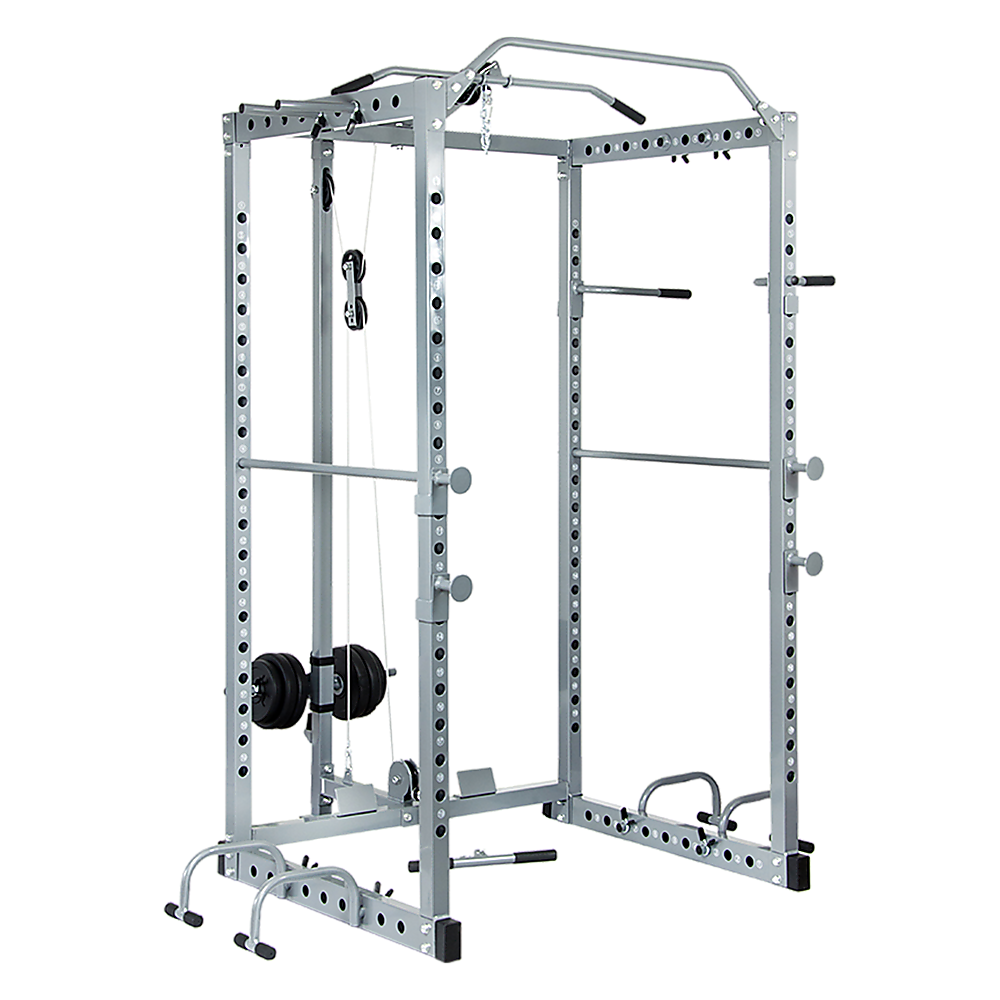 Power Rack Squat Cage Stands w Lat Pulldown Home Gym