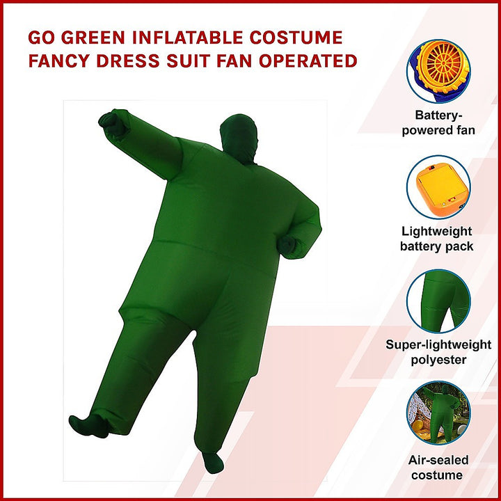 Go Green Inflatable Costume Fancy Dress Suit Fan Operated