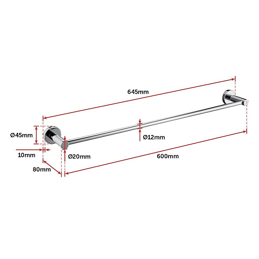 Classic Chrome Towel Bar Rail Bathroom