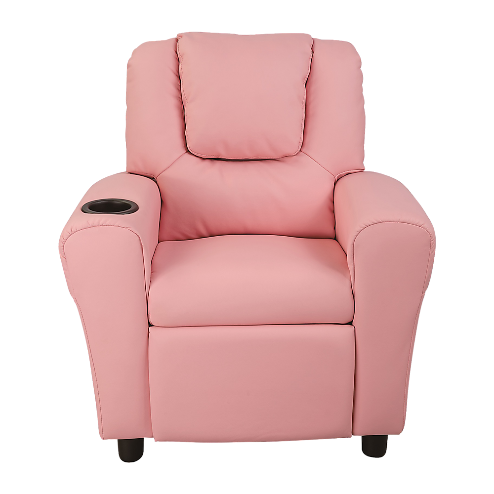 PU Leather Kids Recliner with Drink Holder