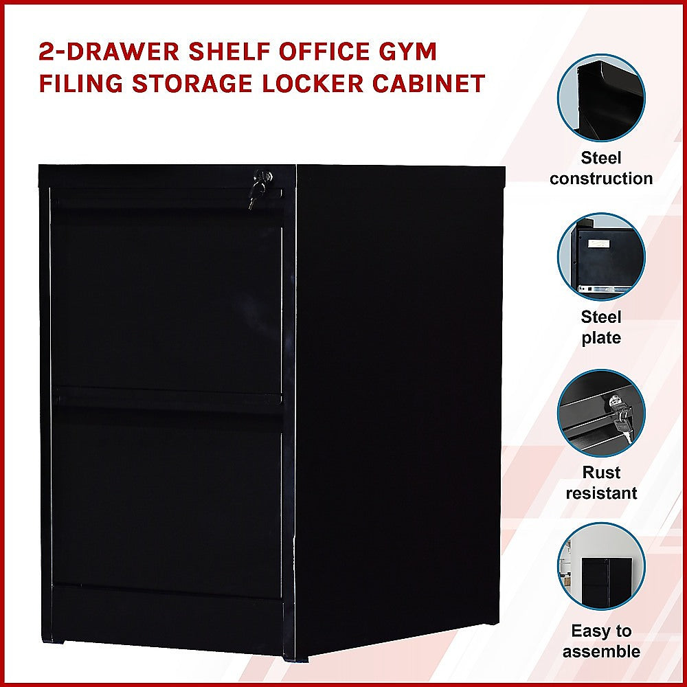 2-Drawer Shelf Office Gym Filing Storage Locker Cabinet