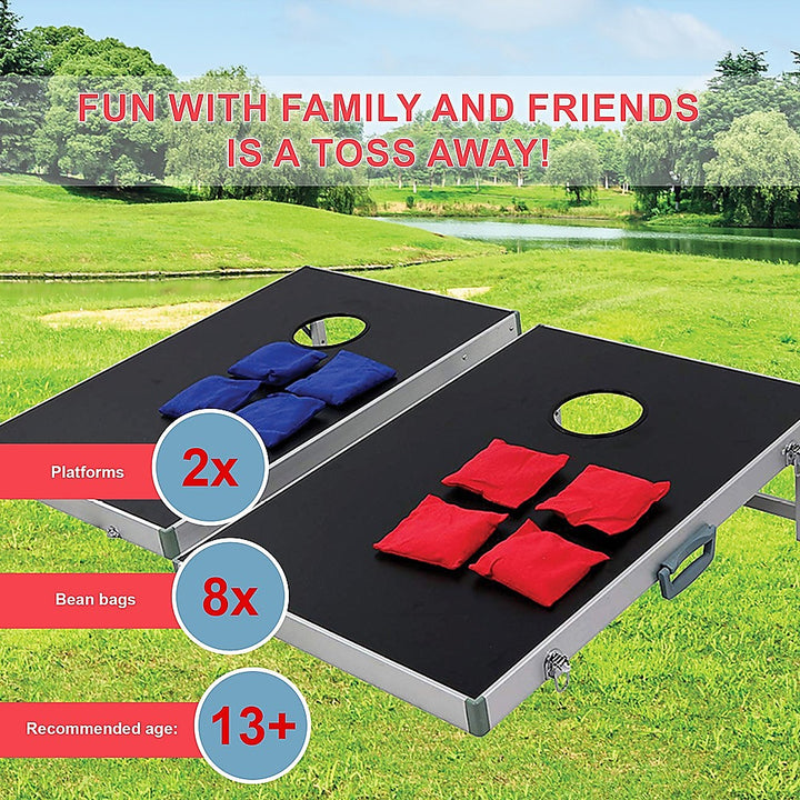 Bean Bag Toss Cornhole Game Set Aluminium Frame Portable Design