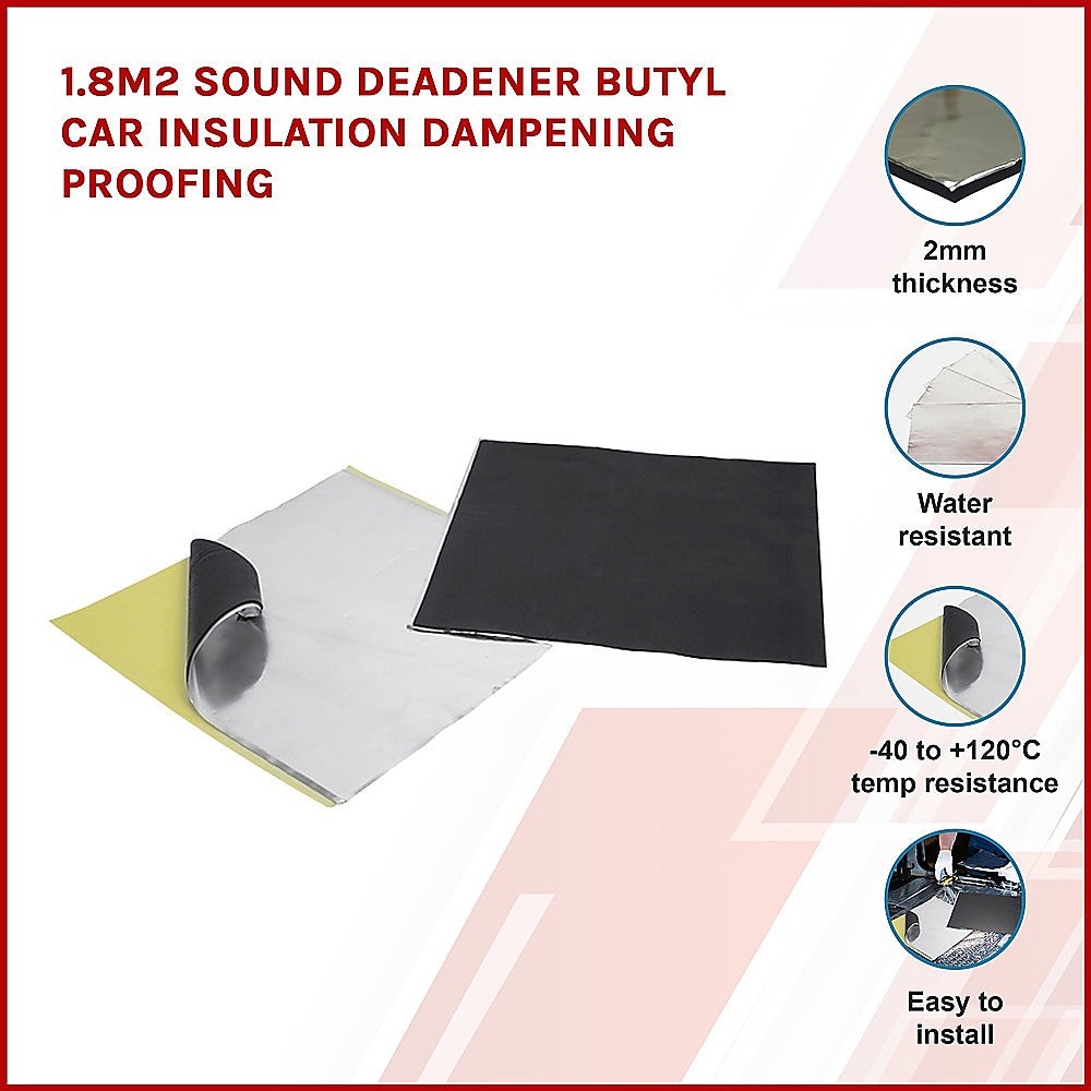 1.8m2 Sound Deadener Butyl Car Insulation Dampening Proofing