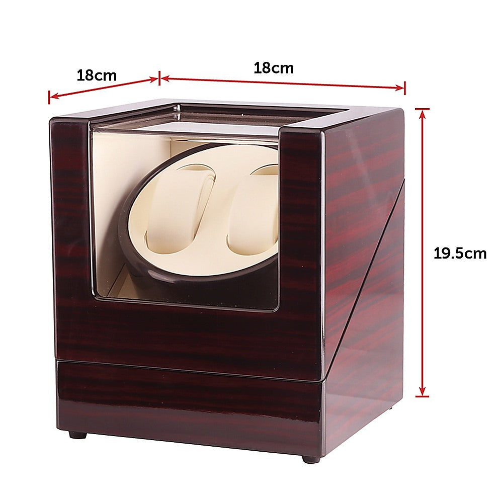 Automatic Dual Watch Winder Wood Display Box Case Motor Rotation Storage