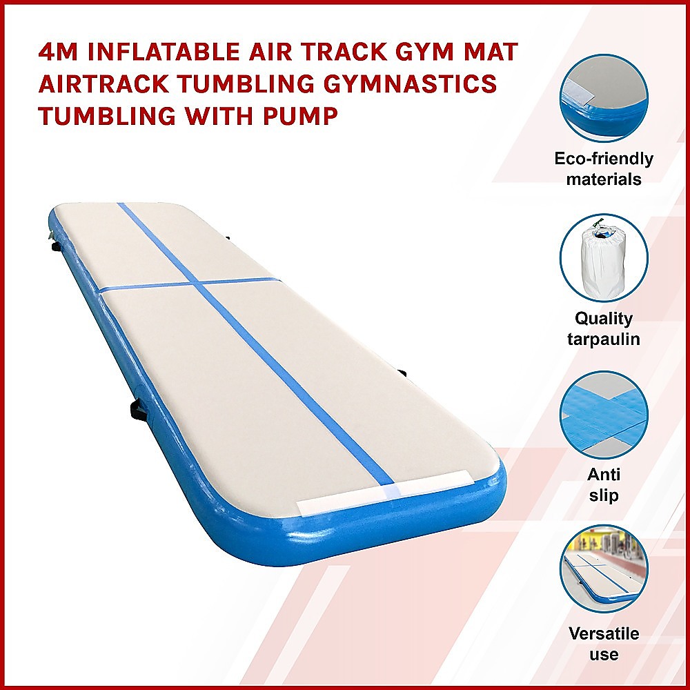 4m Inflatable Air Track Gym Mat Airtrack Tumbling Gymnastics Tumbling with Pump