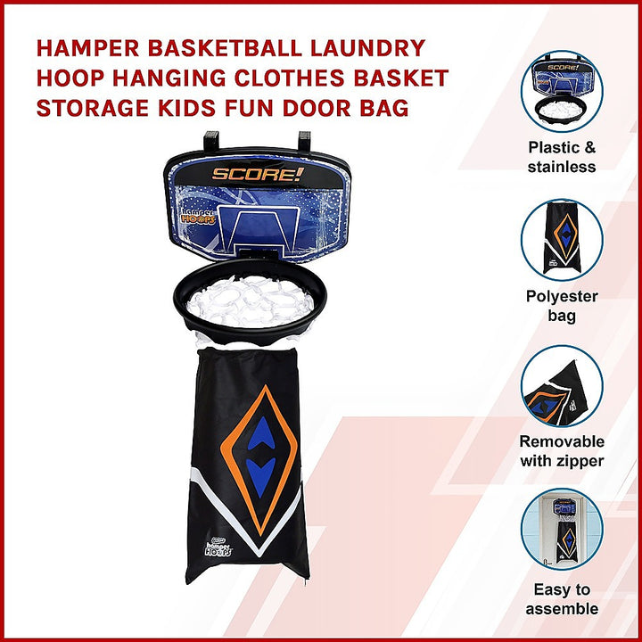 Hamper Basketball Laundry Hoop Hanging Clothes Basket Storage Kids Fun Door Bag