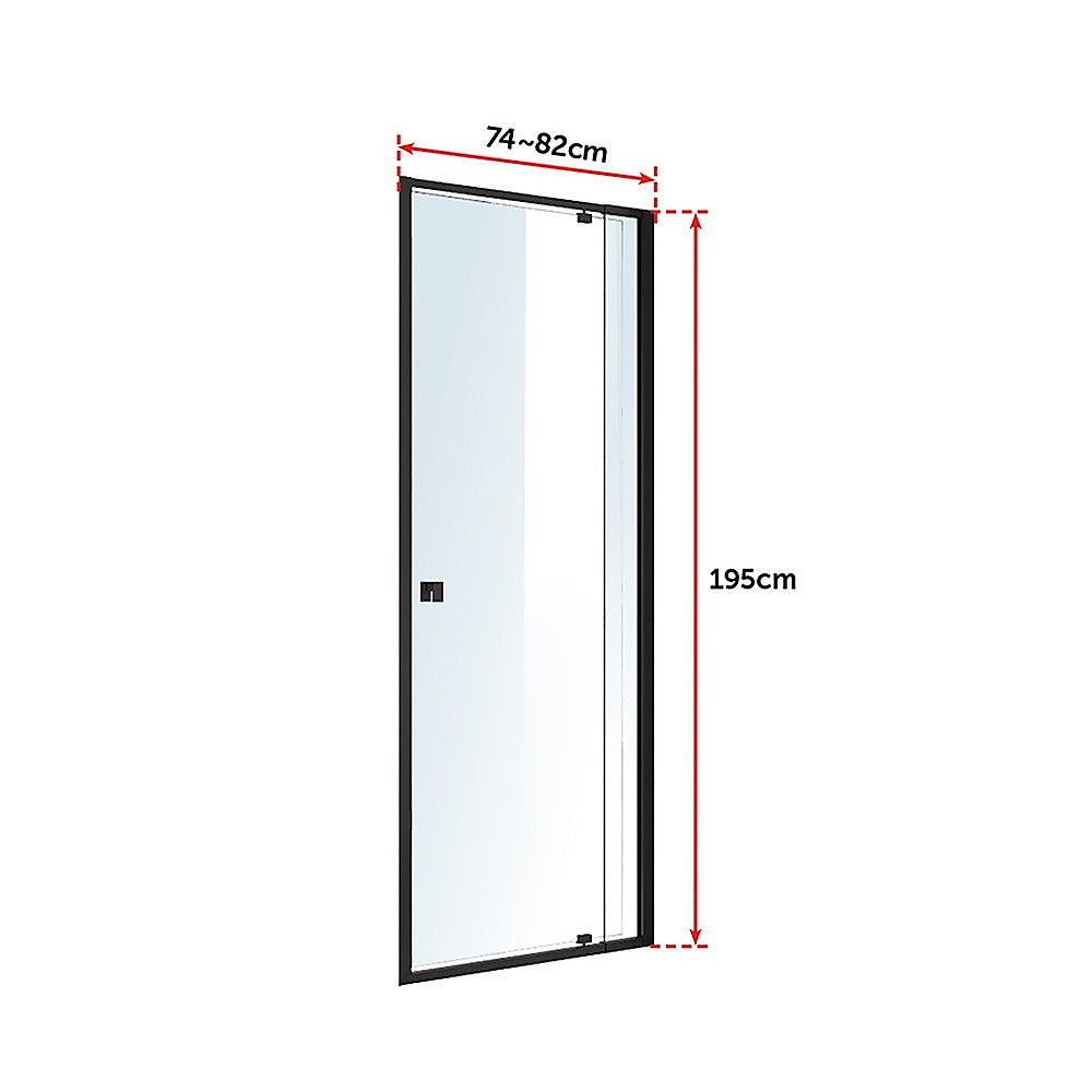 Adjustable Semi Frameless Shower Screen (74~82) x 195cm Australian Safety Glass