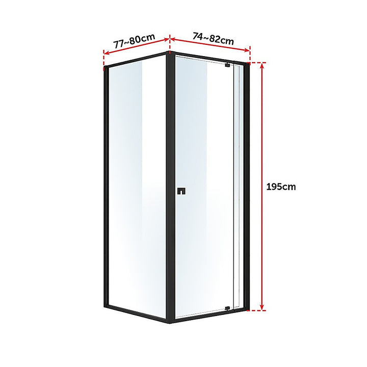 Semi Frameless Shower Screen (74~82)x 195cm & (77~80)x 195cm Side AS/NZS Glass