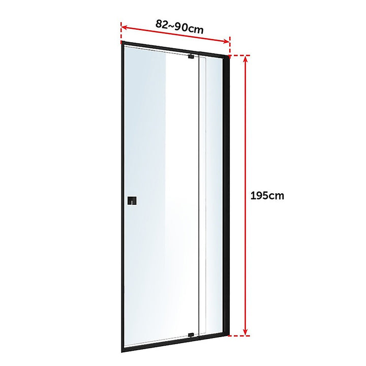 Adjustable Semi Frameless Shower Screen (82~90) x 195cm Australian Safety Glass