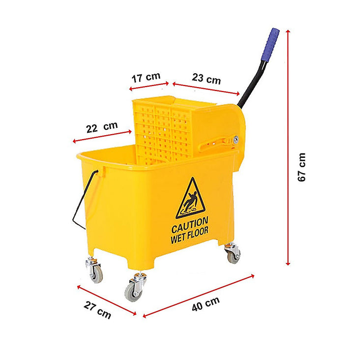 20L Deluxe Mop Wringer Bucket Side Press Janitor Commercial Cleaning