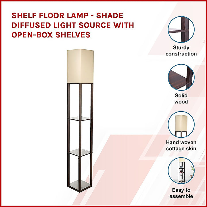 Shelf Floor Lamp - Shade Diffused Light Source with Open-Box Shelves