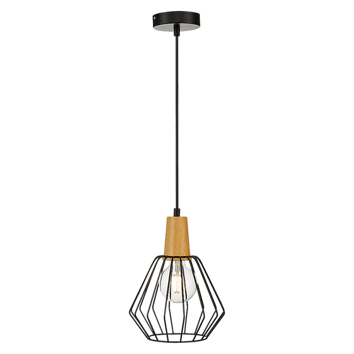 Wood Pendant Light Bar Black Lamp Kitchen Modern Ceiling Lighting