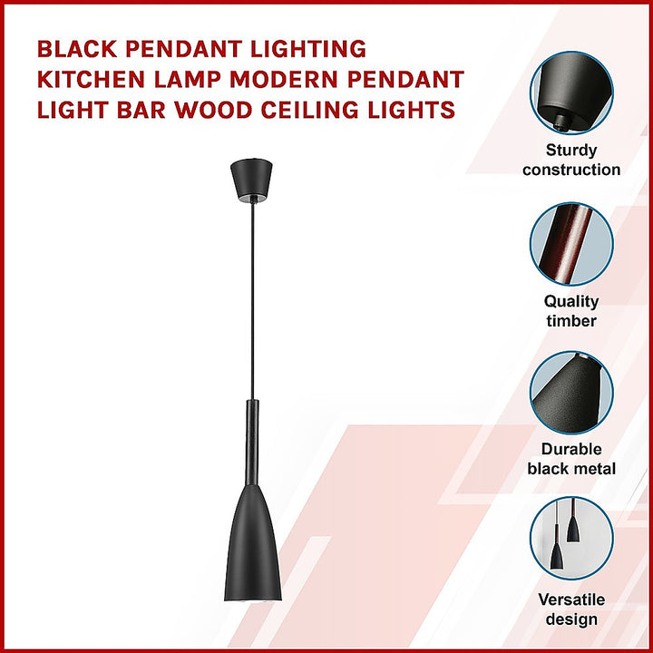 Black Pendant Lighting Kitchen Lamp Modern Pendant Light Bar Wood Ceiling Lights