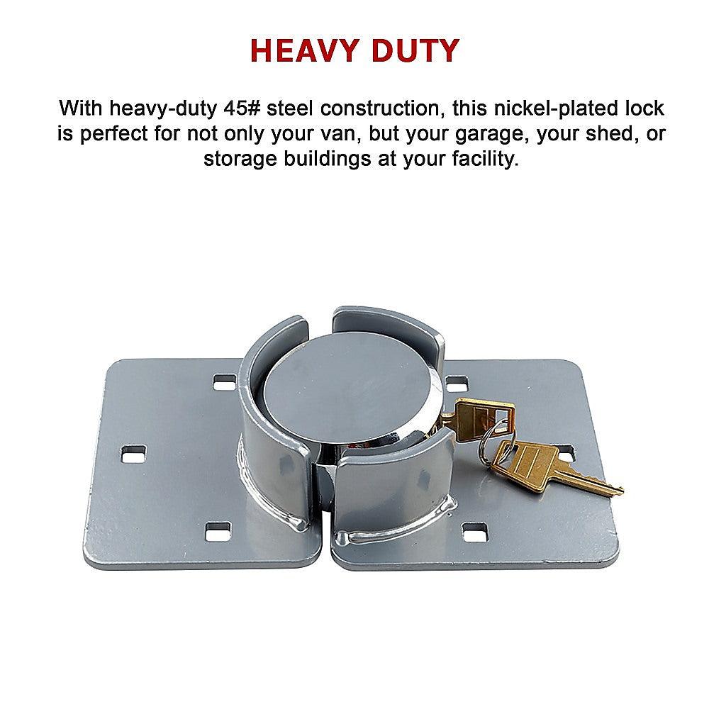 Van Door Lock With Brackets - Heavy Duty Security Vehicle Hasp Padlock