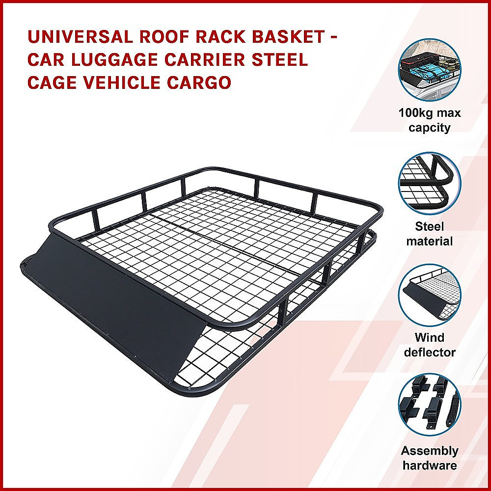 Universal Roof Rack Basket - Car Luggage Carrier Steel Cage Vehicle Cargo