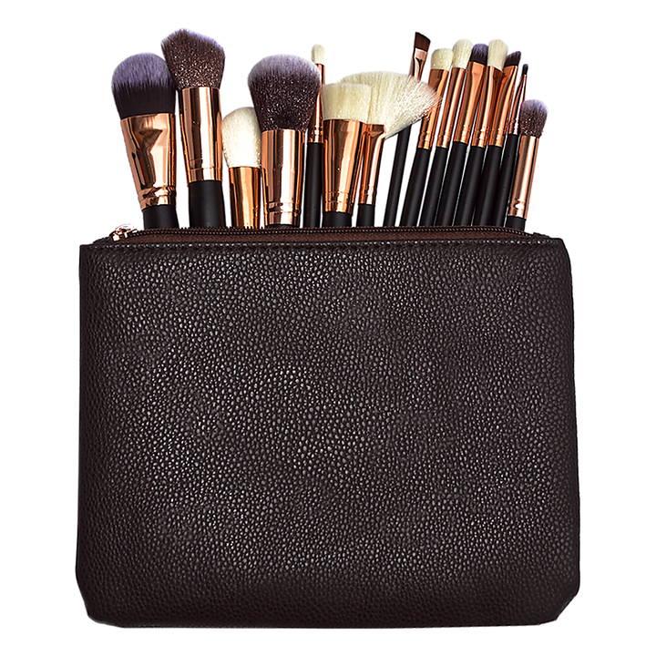 Soft 15Pcs Pro Face Powder Makeup Brushes Set Eyeshader Blending Highlight Tools