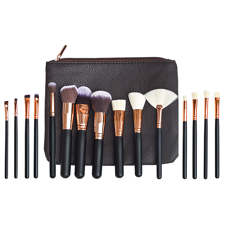 Soft 15Pcs Pro Face Powder Makeup Brushes Set Eyeshader Blending Highlight Tools