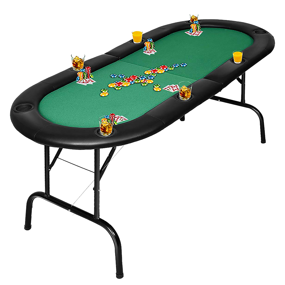 185cm 8 Player Folding Poker Blackjack Table with Cup Holder