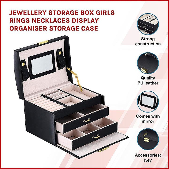 Jewellery Storage Box Girls Rings Necklaces Display Organiser Storage Case