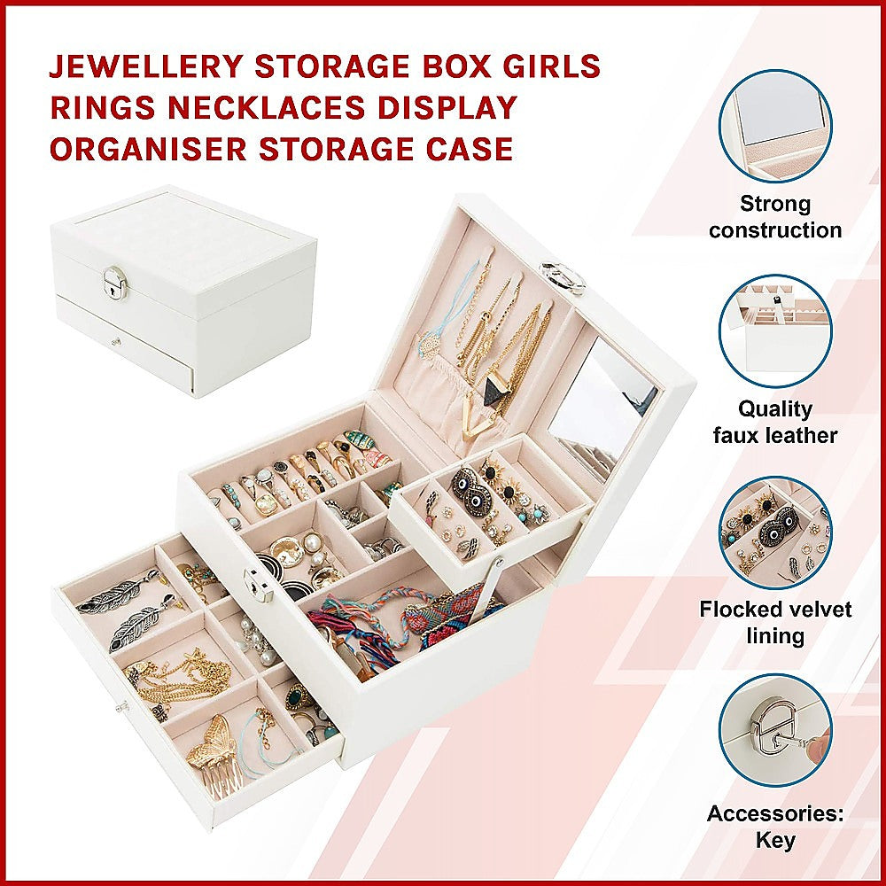 Jewellery Storage Box Girls Rings Necklaces Display Organiser Storage Case