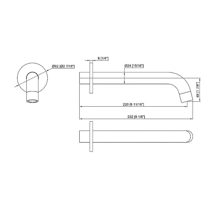 220mm Bath Spout in Polished Chrome Finish