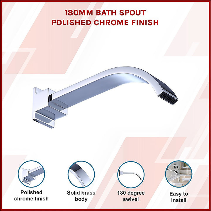 180mm Bath Spout Polished Chrome Finish