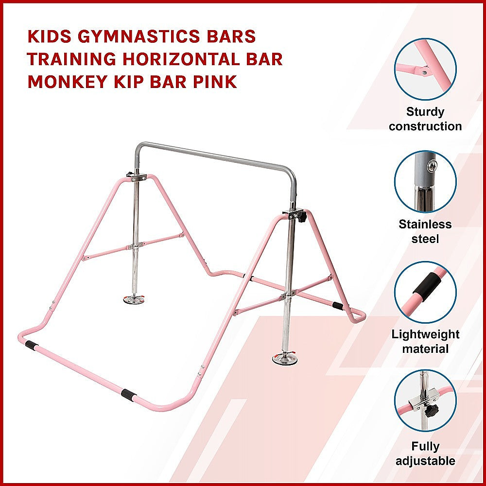 Kids Gymnastics Bars Training Horizontal Bar Monkey Kip Bar Pink