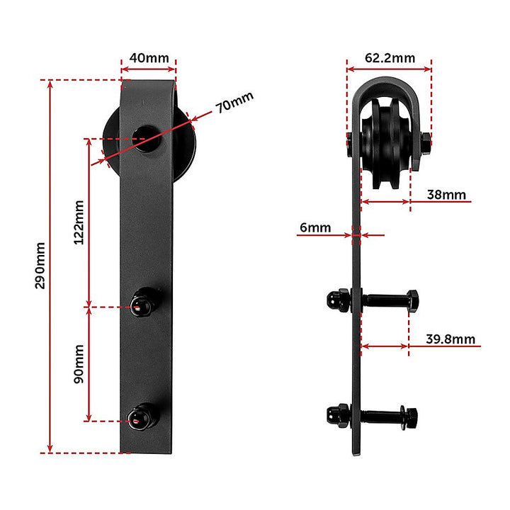 1.8m Sliding Barn Door Hardware Heavy Duty Sturdy Kit