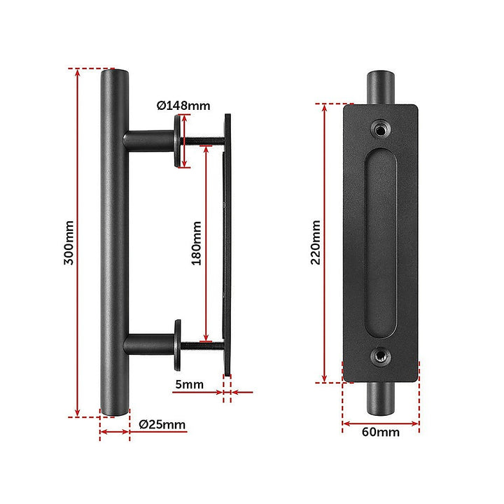 Carbon Steel Door Handle & Flush Pull Wood Door Gate Hardware 12"