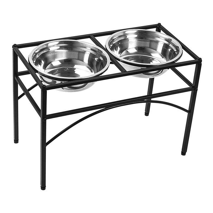 Dual Elevated Raised Pet Dog Puppy Feeder Bowl Stainless Steel Food Water Stand